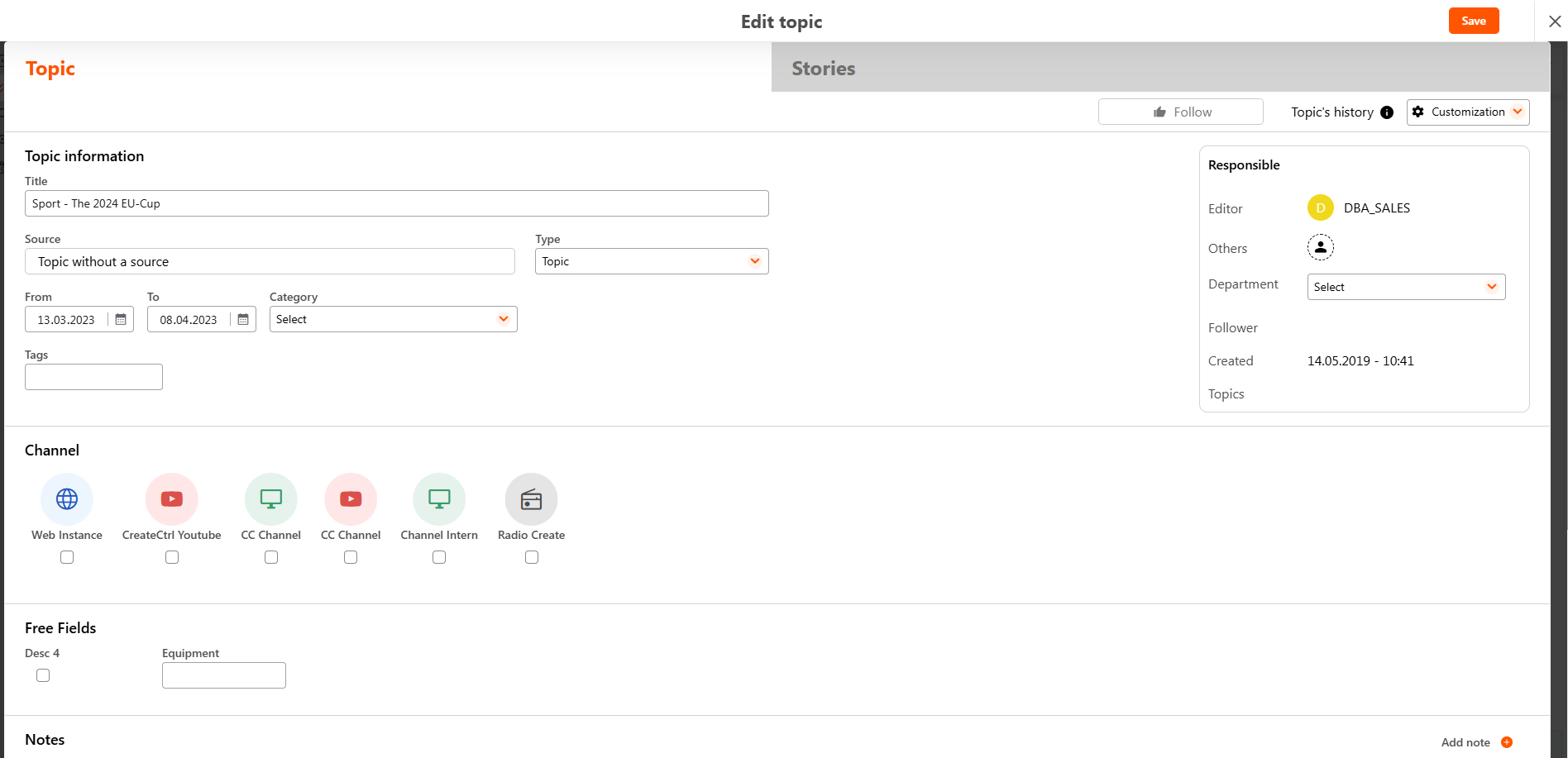 Topics interaction with program scheduling